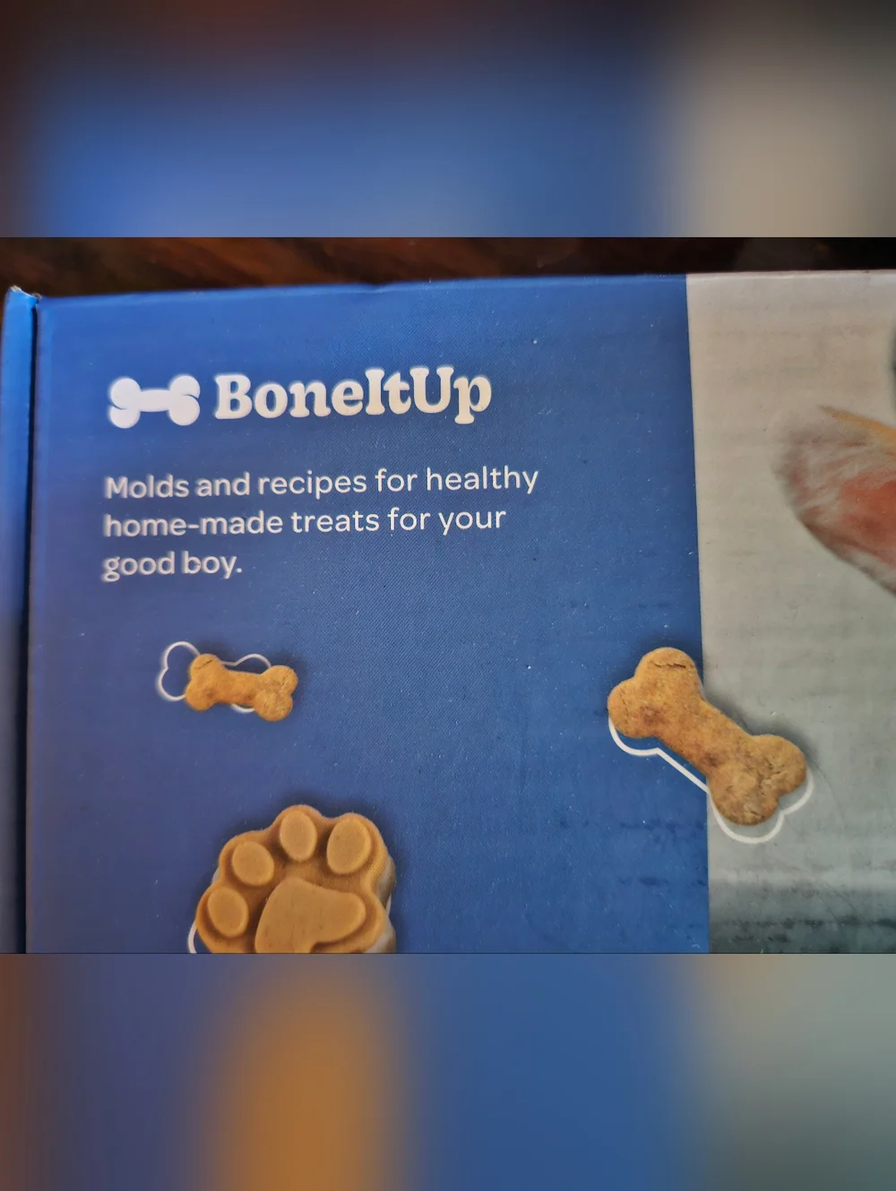 BoneItUp Dog Treat Recipe Kit — Blue Packaging with Colorful Recipe Cards